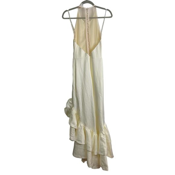Bronx & Banco Paros Gown Silk Ruffle Hem Pearl Embellishments Bridal White Small - Picture 12 of 14